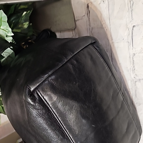 Vintage Black Drawstring Shoulder Bag 9166 No Hangtag - Picture 7 of 11